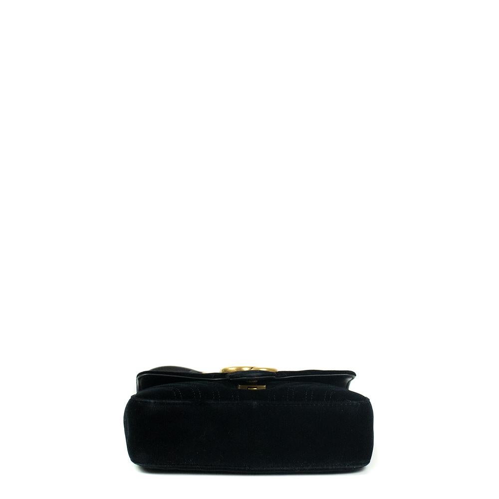 GUCCI, Marmont in black velvet In Good Condition In Clichy, FR