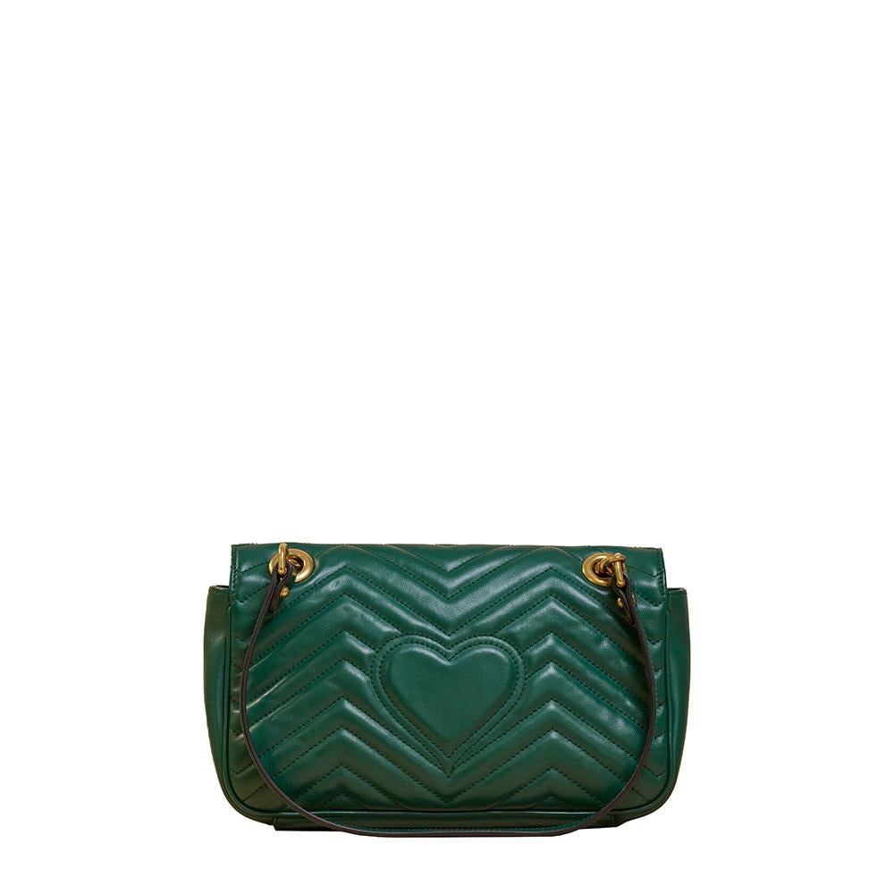Black GUCCI, Marmont in green leather