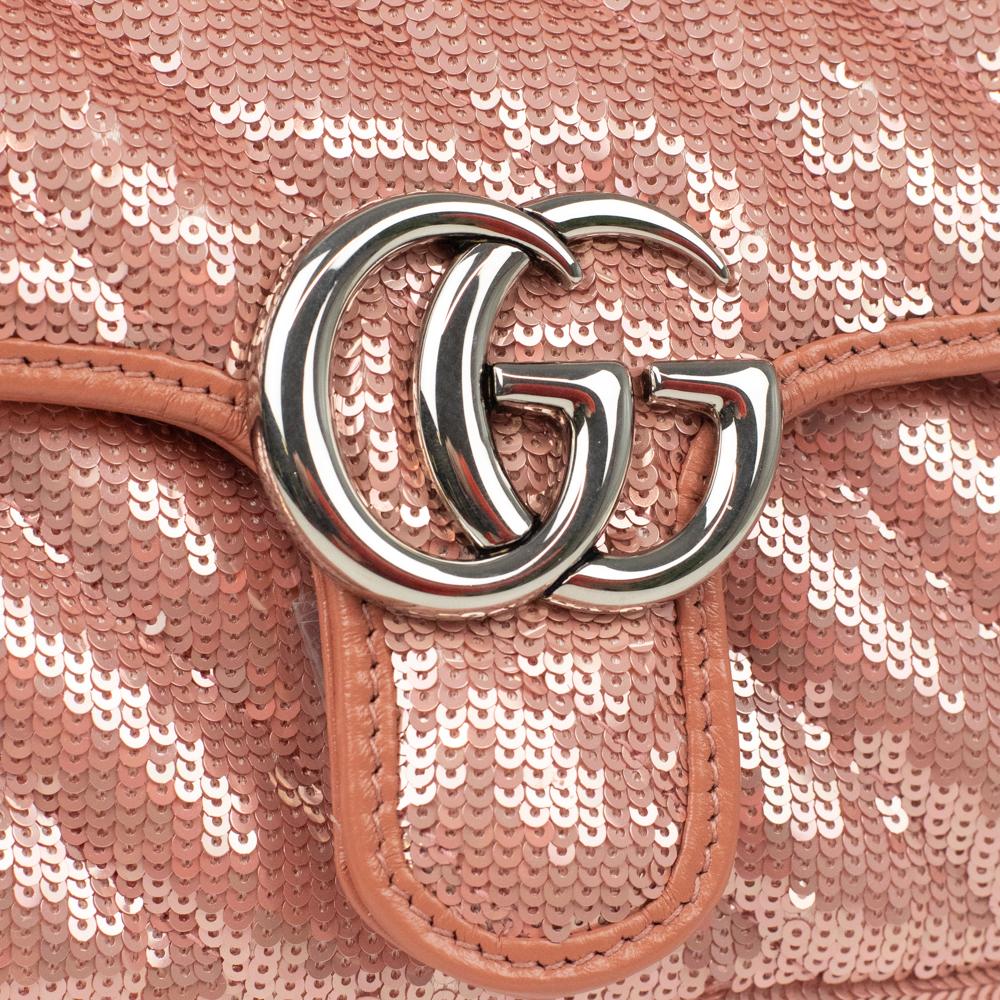 GUCCI, Marmont aus rosa Pailletten im Angebot 5