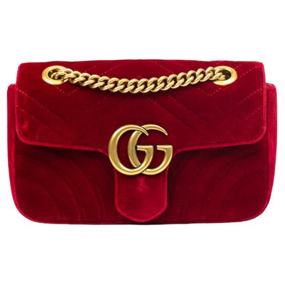 GUCCI, Marmont in red velvet 