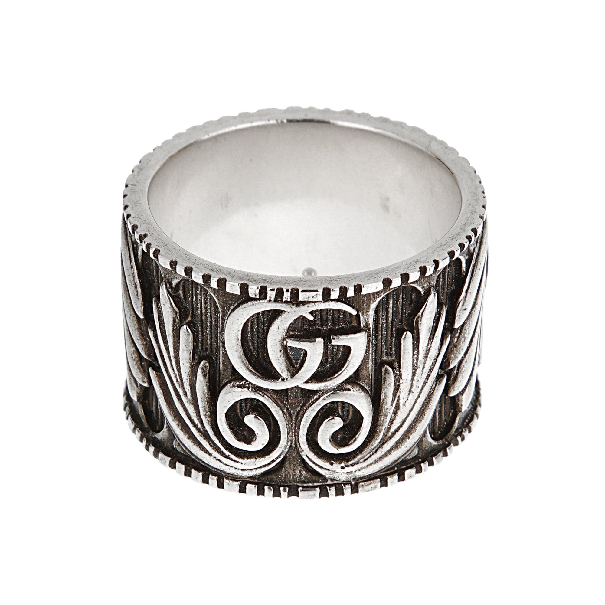 Gucci Marmont Anello in argento con G intrecciate Sz 7 1/4 in vendita