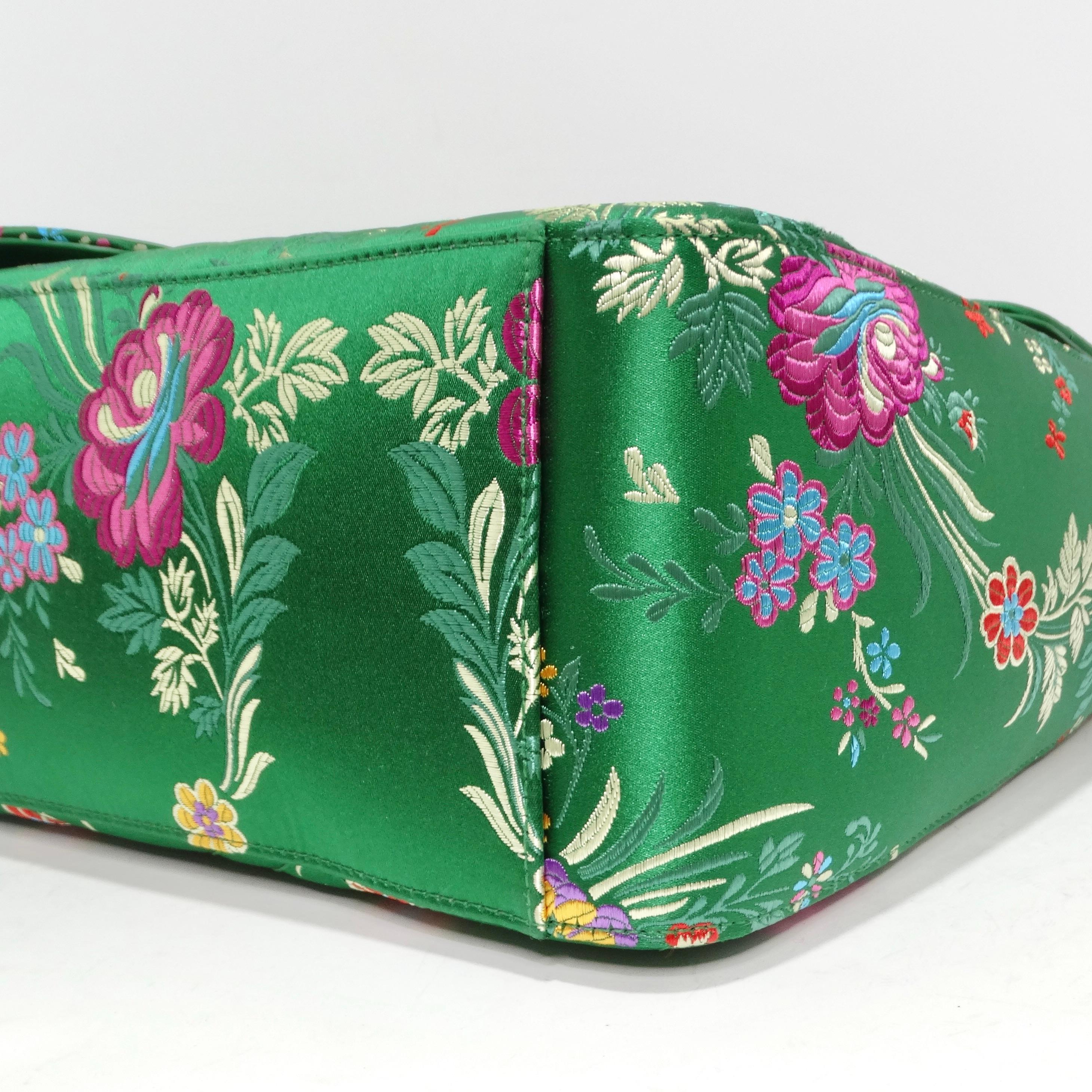 Gucci Marmont Jacquard Matelasse Floral Maxi Top Handle Shoulder Bag  For Sale 7