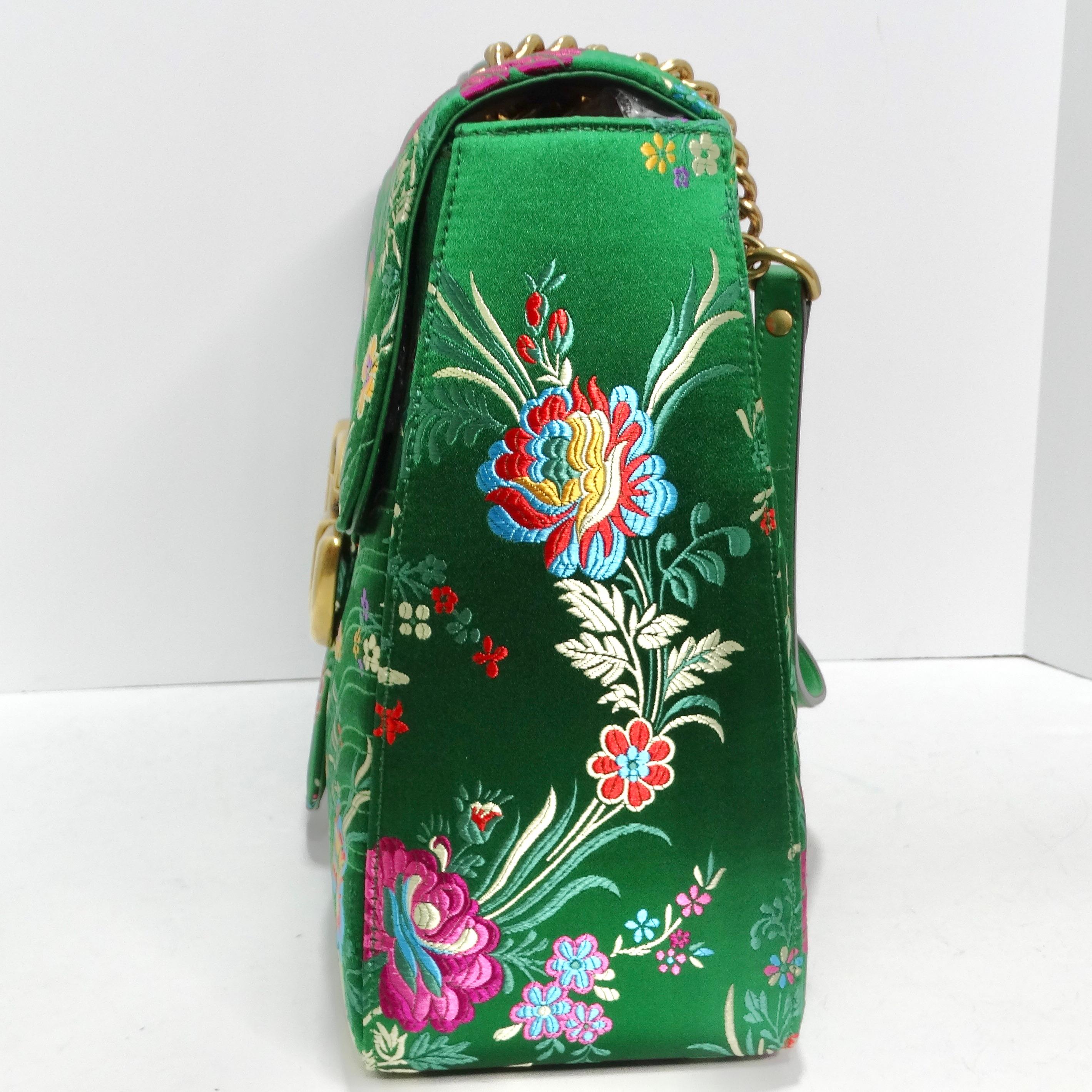 Gucci Marmont Jacquard Matelasse Floral Maxi Top Handle Shoulder Bag  For Sale 4