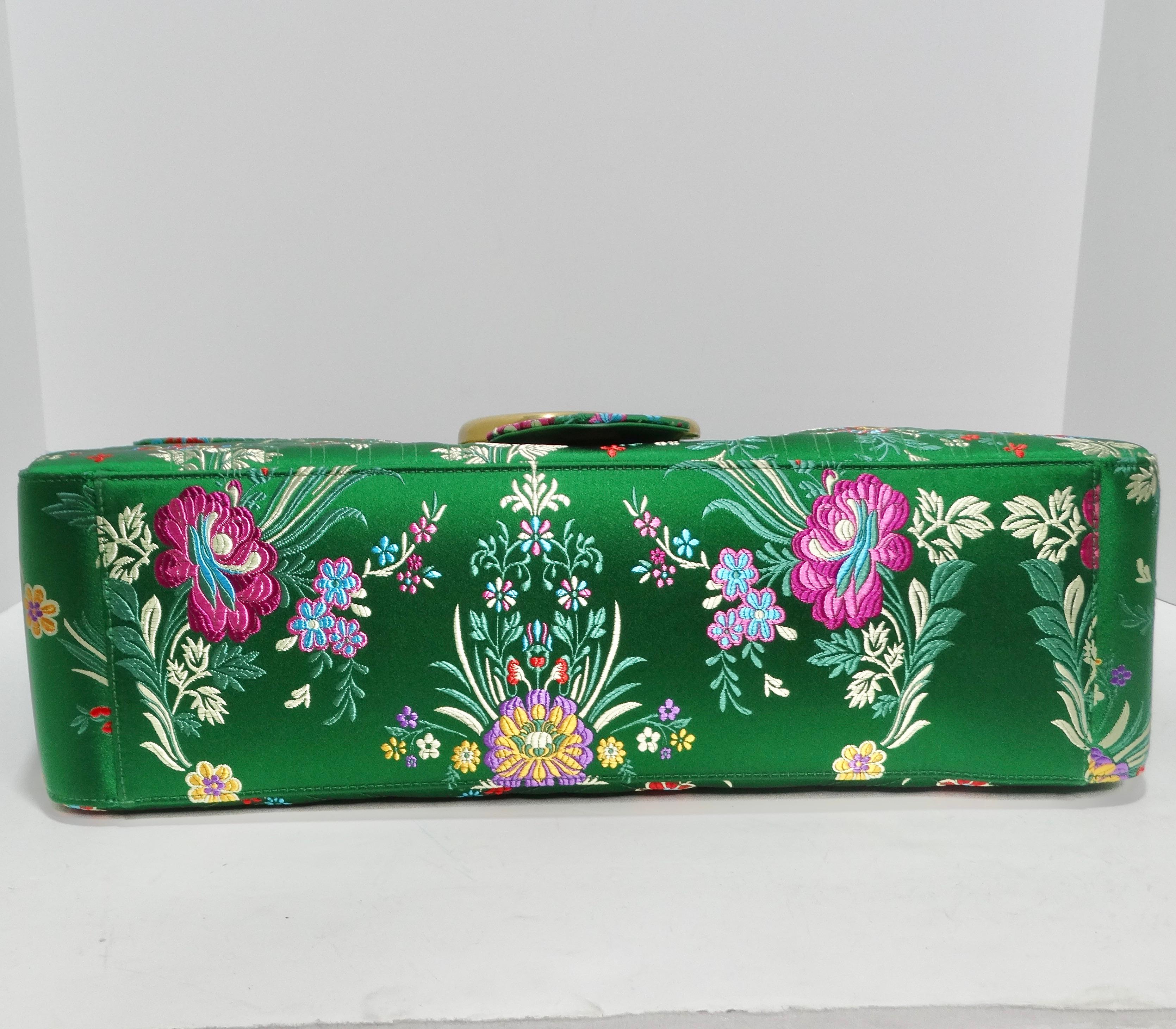 Gucci Marmont Jacquard Matelasse Floral Maxi Top Handle Shoulder Bag  For Sale 5