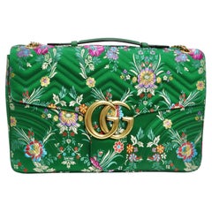 Gucci Marmont - Sac porté épaule long à poignée supérieure en jacquard matelassé à motifs floraux 