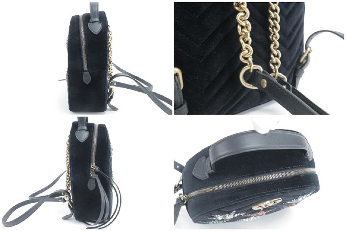 Gucci Marmont Matelasse Gg 5gk0115 Black Velvet Backpack 4