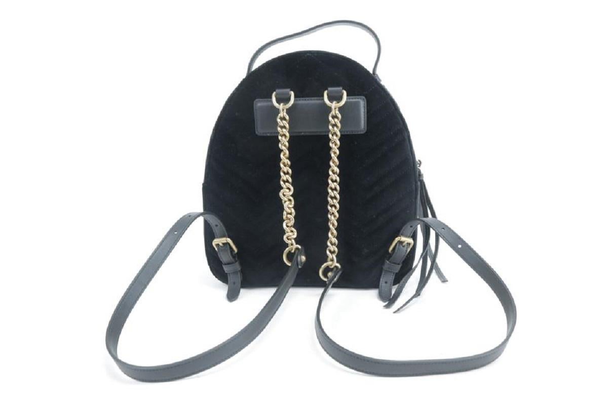 Gucci Marmont Matelasse Gg 5gk0115 Black Velvet Backpack 5