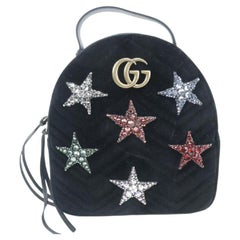 Gucci Marmont Matelasse Gg 5gk0115 Black Velvet Backpack