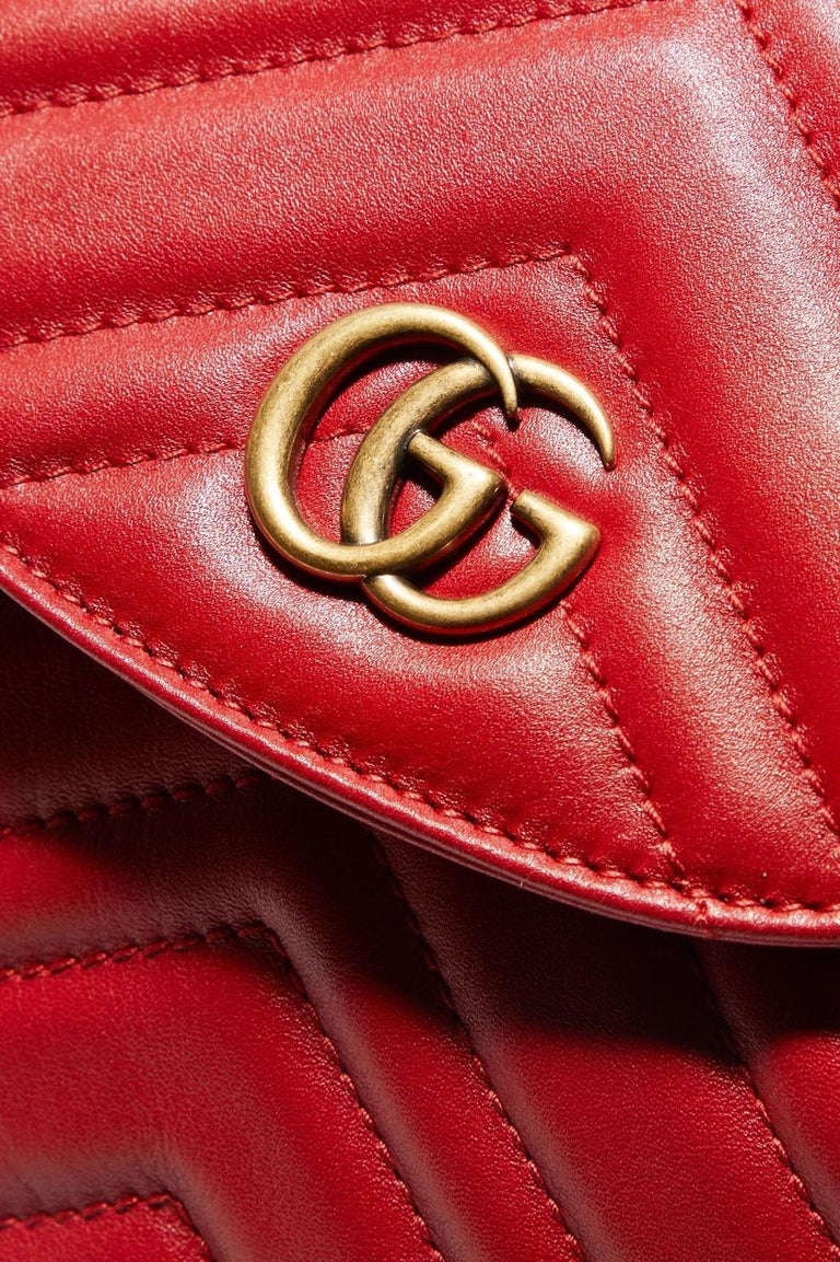  Gucci Marmont Matelasse Leather Mini Backpack - Red For Sale 2