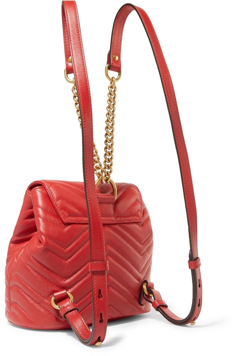  Gucci Marmont Matelasse Leather Mini Backpack - Red For Sale 3