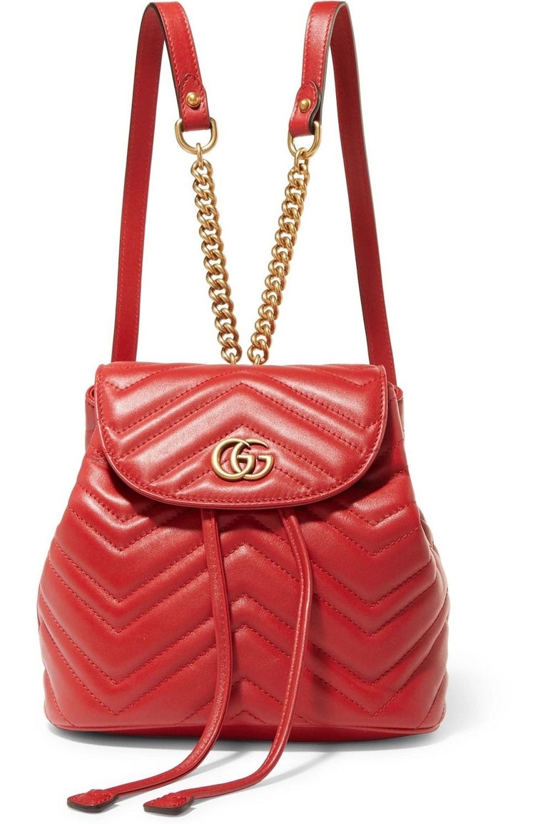  Gucci Marmont Matelasse Leather Mini Backpack - Red For Sale 4
