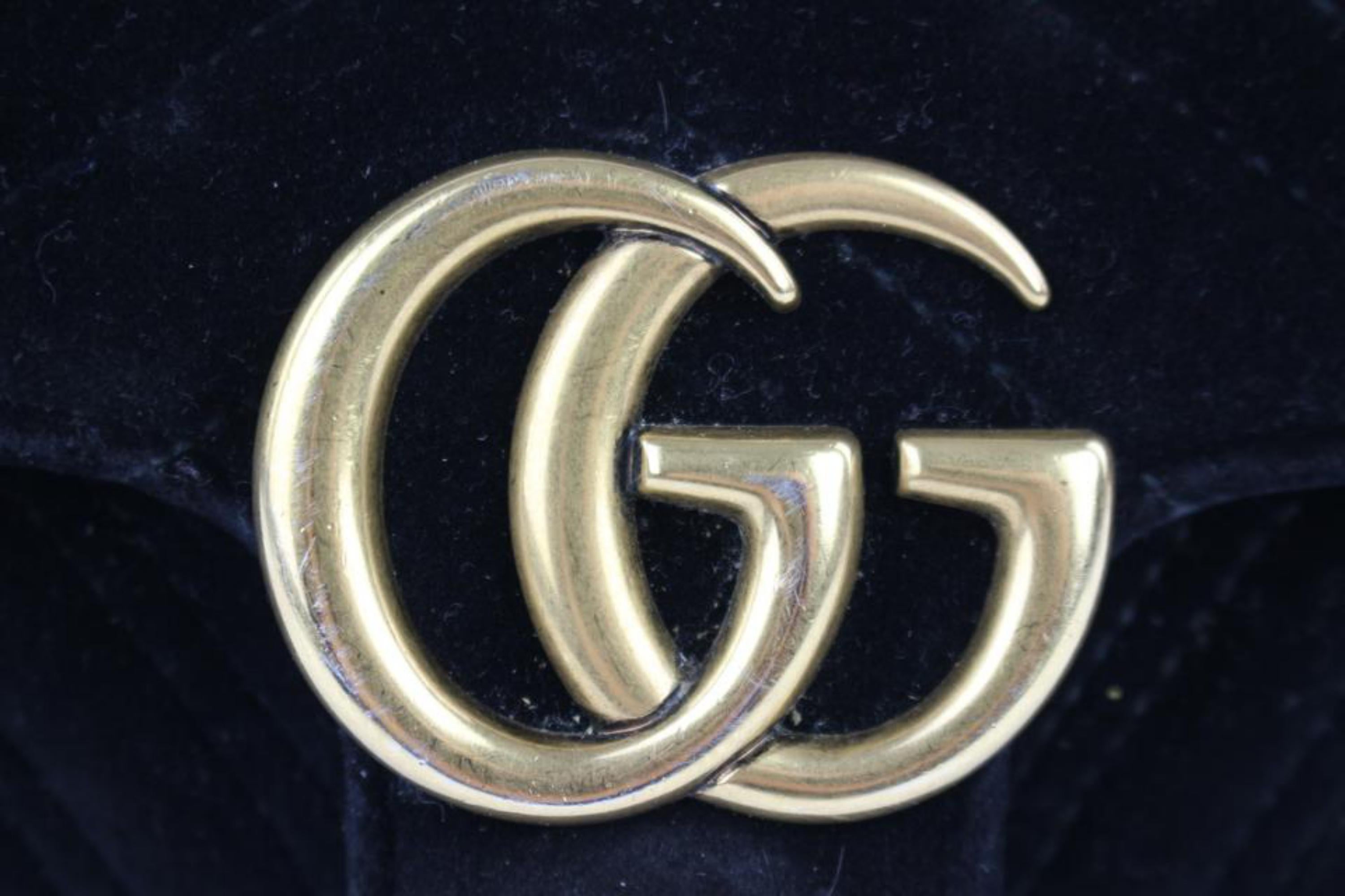 Gucci Marmont Matelasse Mini Gg 6ge0104 Black Velvet Cross Body Bag For Sale 6