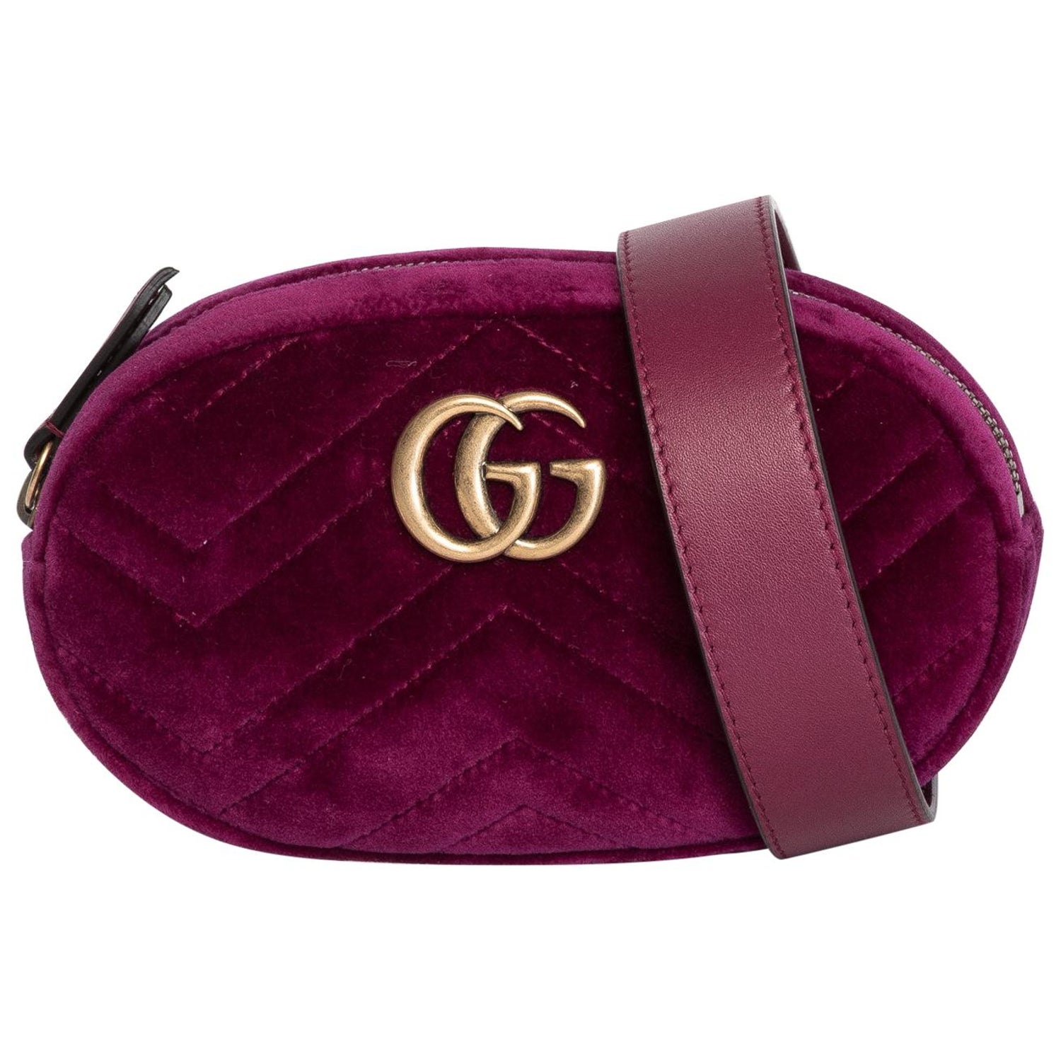 Gucci Marmont Matlasse Rasberry Velvet Belt Bag at 1stDibs