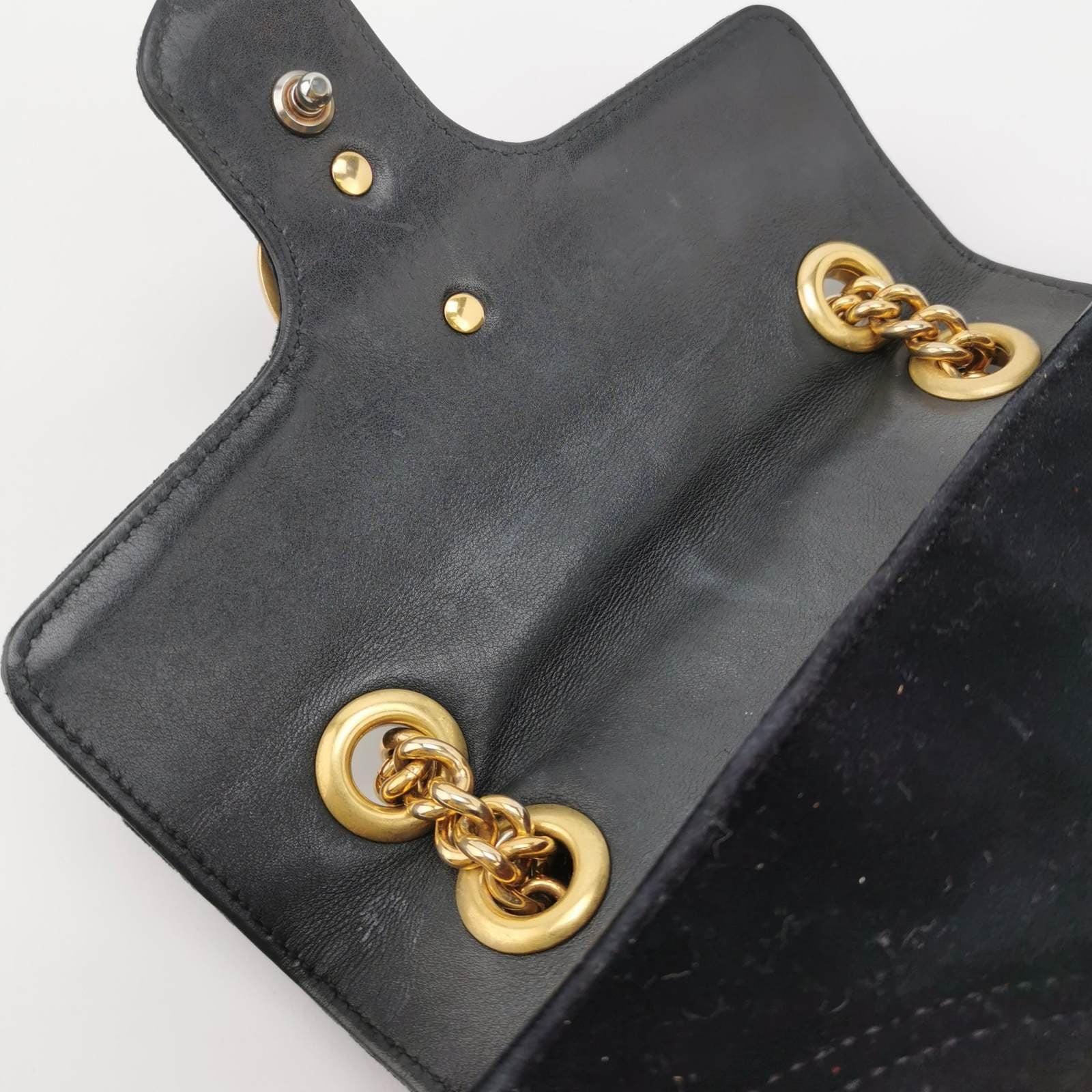 Gucci Marmont Mini Black Velvet Camera Bag For Sale 6