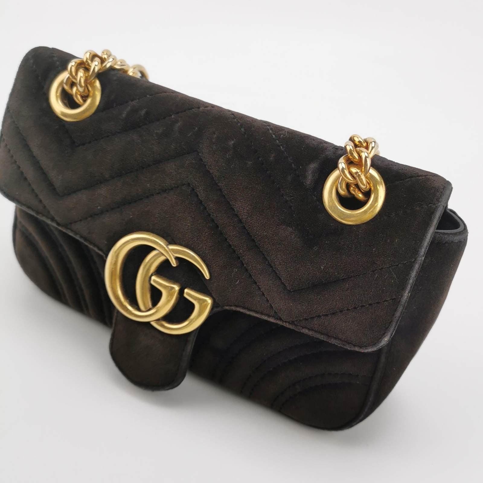 Gucci Marmont Mini Black Velvet Camera Bag For Sale 9