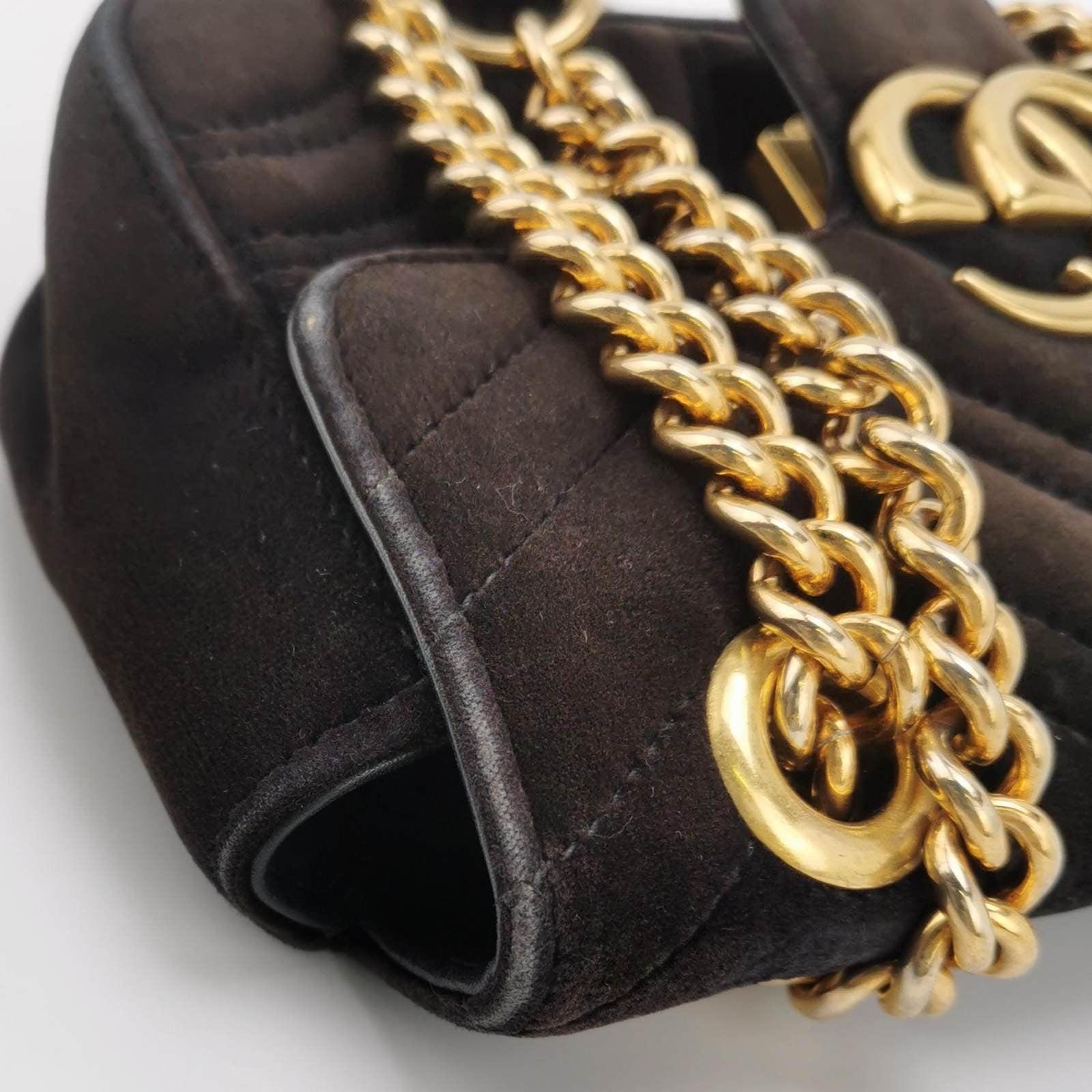 Gucci Marmont Mini Black Velvet Camera Bag For Sale 10