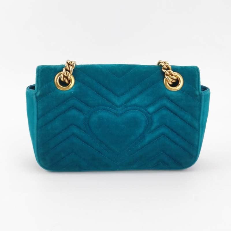 Women's Gucci Marmont Mini Flap Blue Velvet Handbag