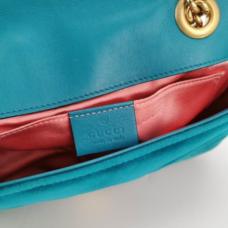 Gucci Marmont Mini Flap Blue Velvet Handbag 3
