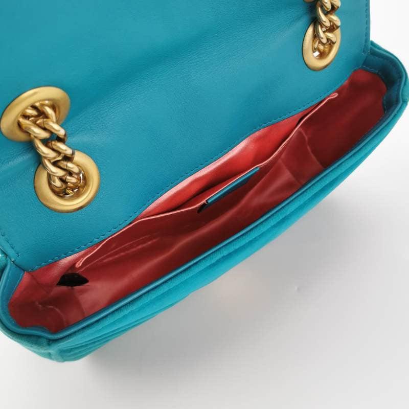 Gucci Marmont Mini Flap Blue Velvet Handbag 4