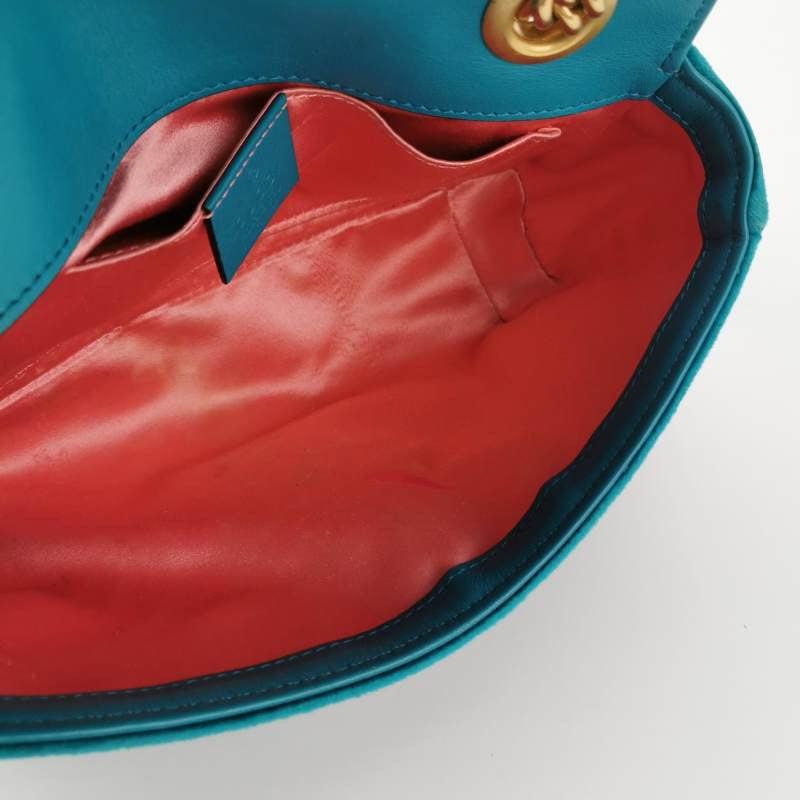Gucci Marmont Mini Flap Blue Velvet Handbag 5