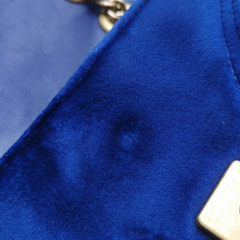 Gucci Marmont Mini Flap Navy Velvet Handbag 5
