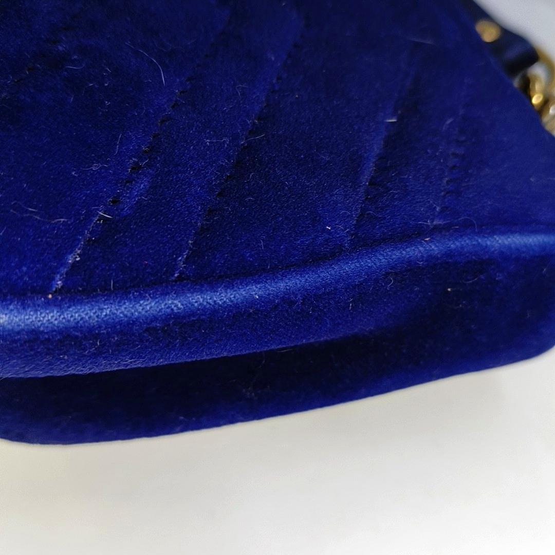 Bolso Gucci Marmont Mini Flap Terciopelo Azul Marino en venta 5