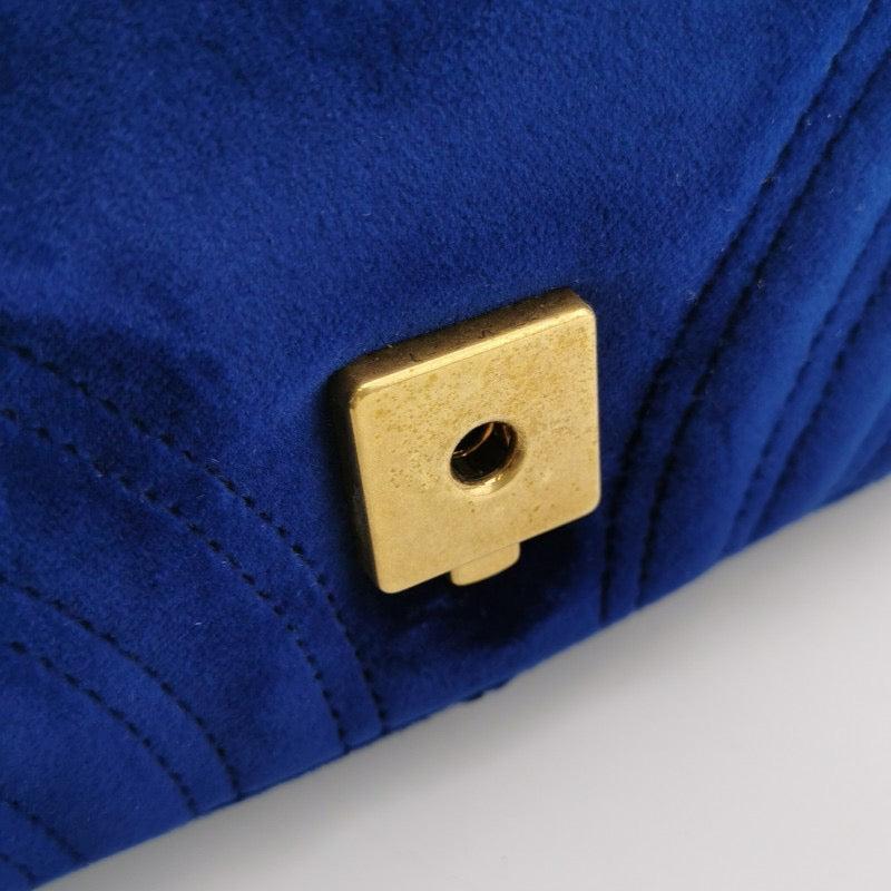 Gucci Marmont Mini Flap Navy Velvet Handbag 6