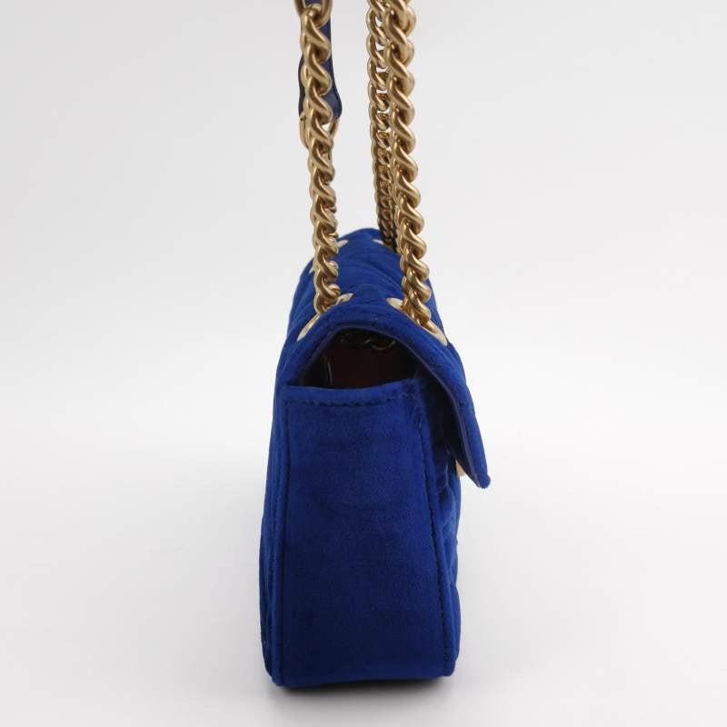 Women's Gucci Marmont Mini Flap Navy Velvet Handbag