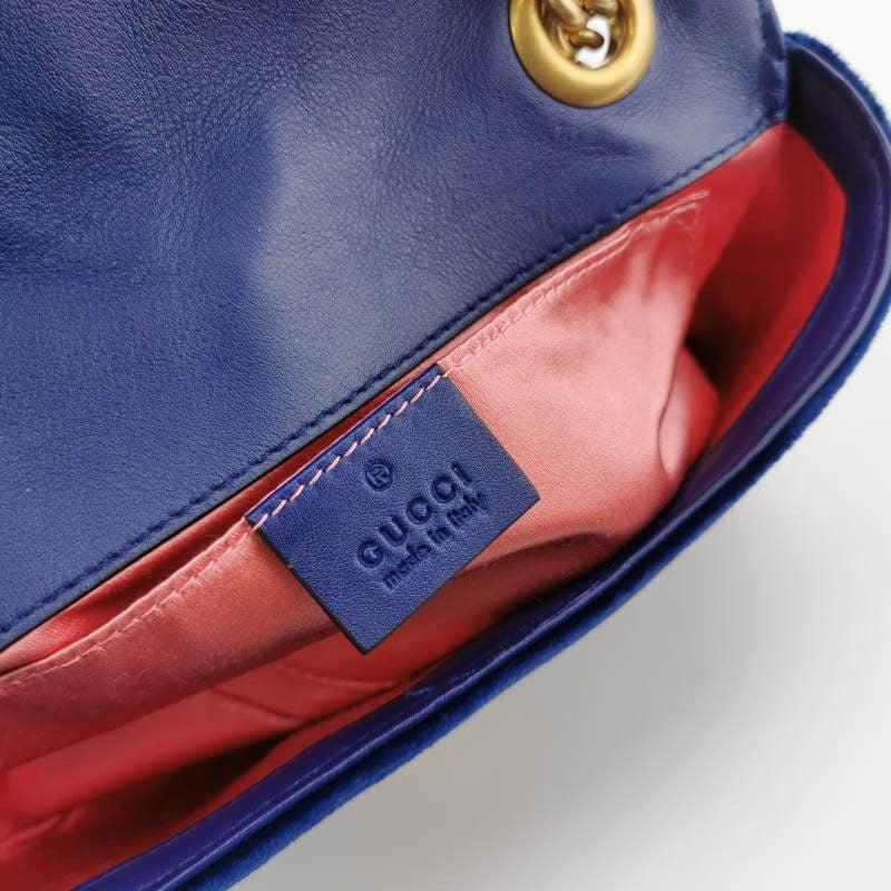 Gucci Marmont Mini Flap Navy Velvet Handbag 2