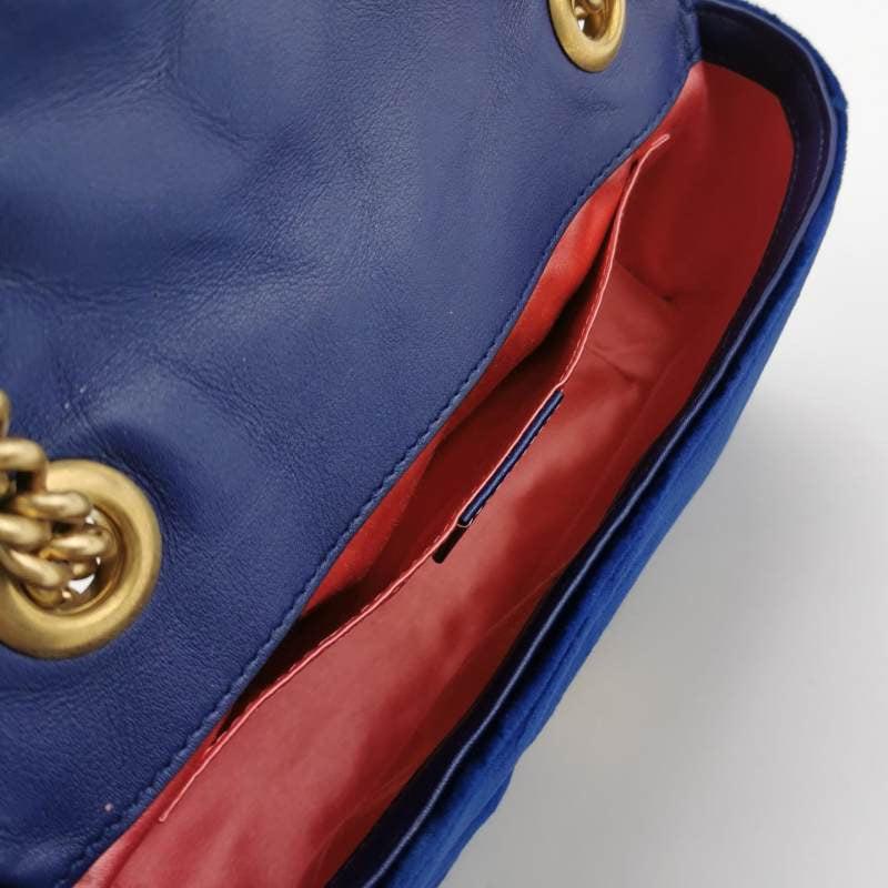 Gucci Marmont Mini Flap Navy Velvet Handbag 3