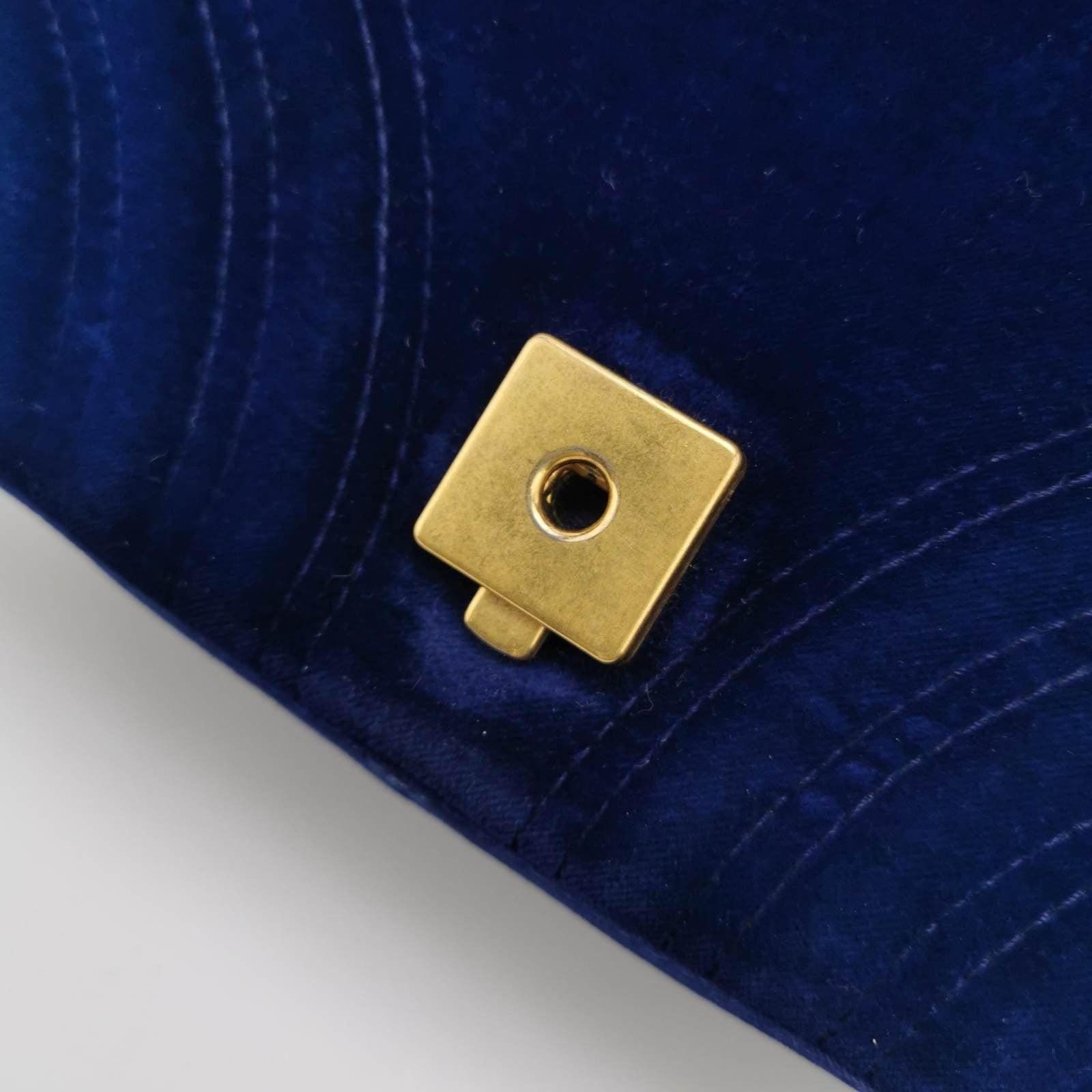 Gucci Marmont Mini Flap Navy Velvet Handbag 3