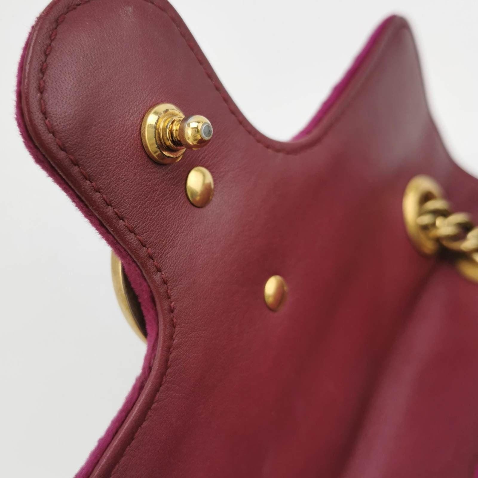 Gucci Marmont Mini Flap Pink Velvet Handbag For Sale 6