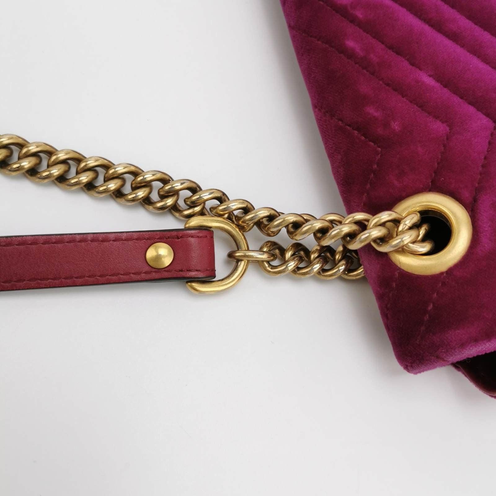 Gucci Marmont Mini Flap Pink Velvet Handbag For Sale 8