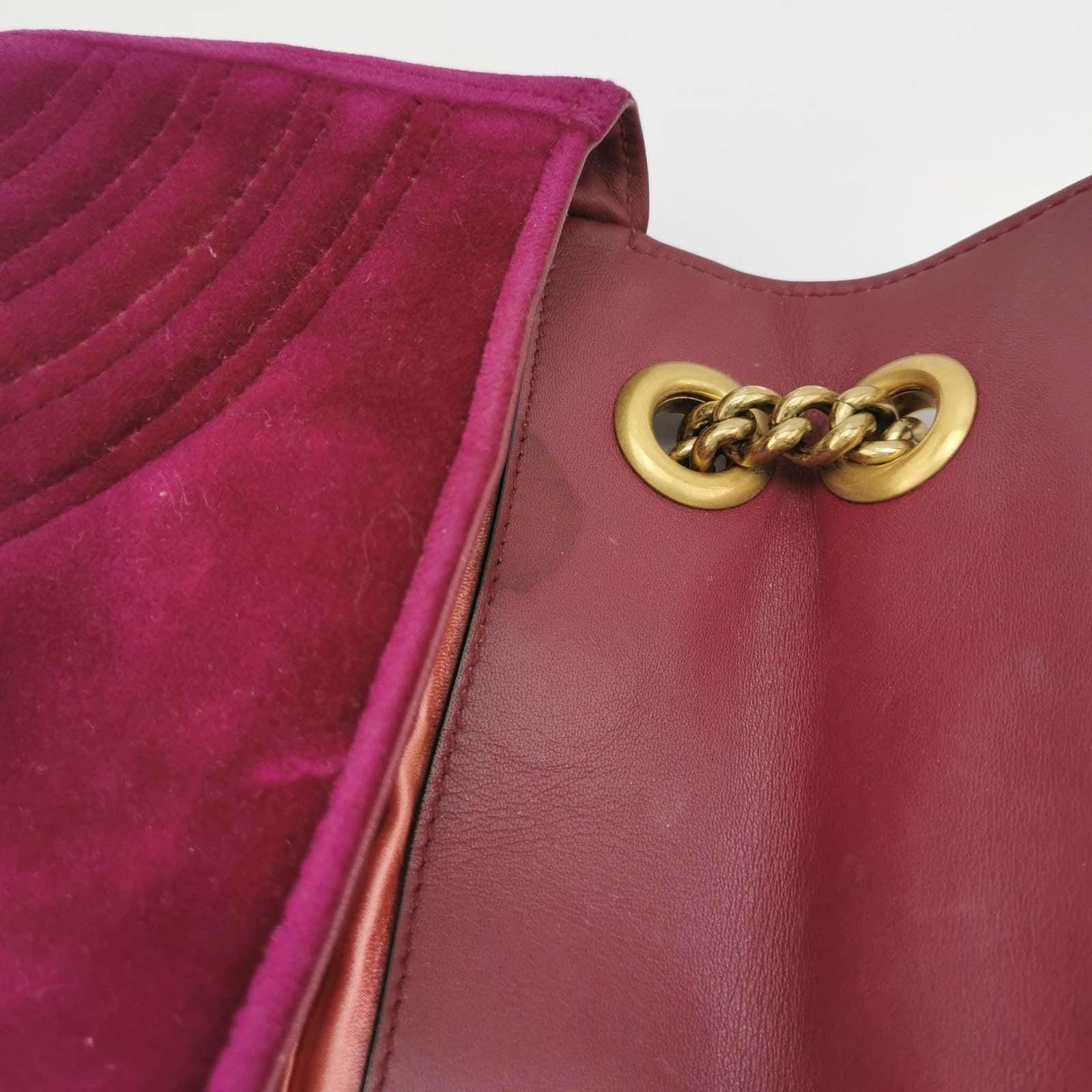 Gucci Marmont Mini Flap Pink Velvet Handbag For Sale 9