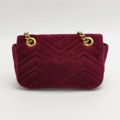 Gucci Marmont Mini Flap Pink Velvet Handbag