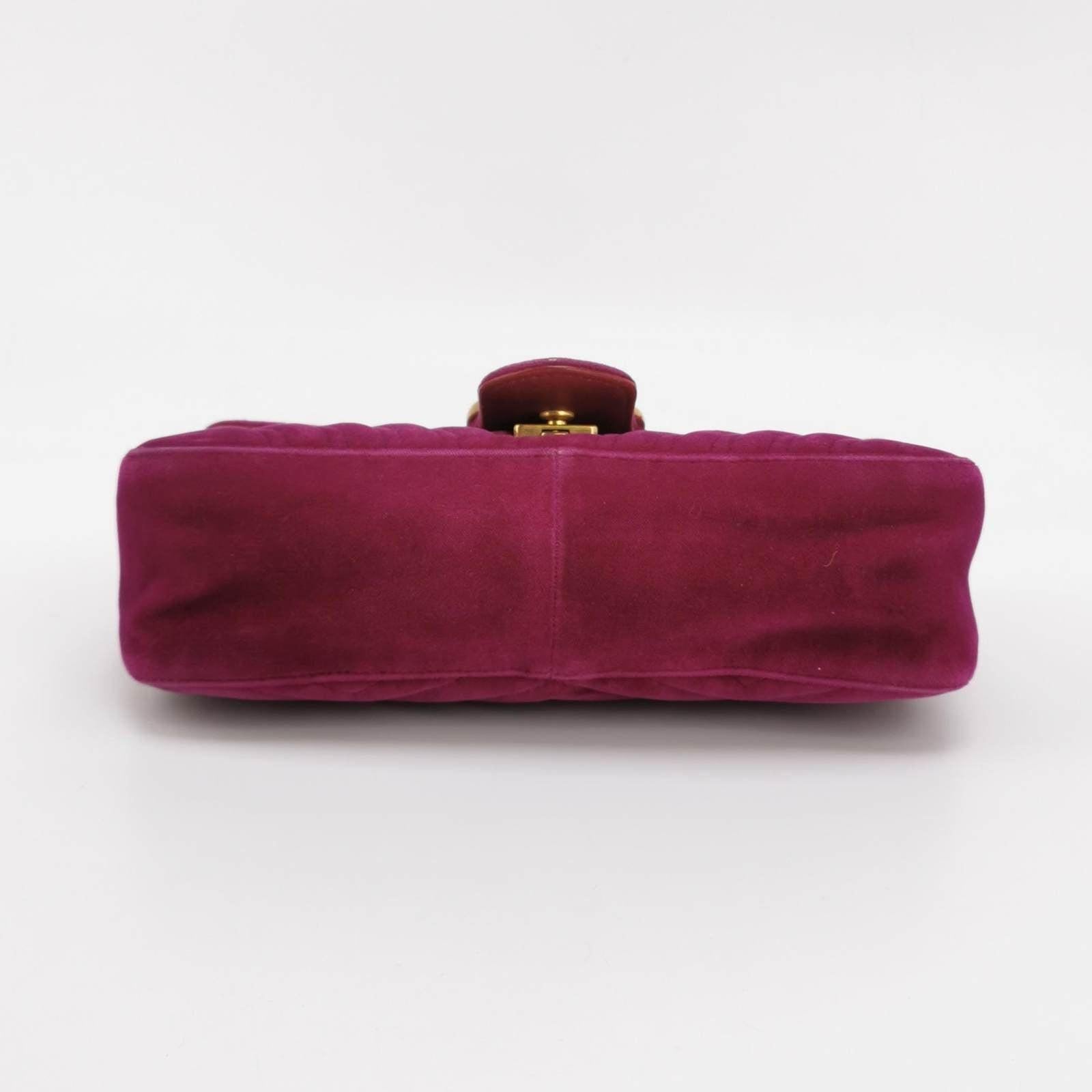 Women's Gucci Marmont Mini Flap Pink Velvet Handbag For Sale