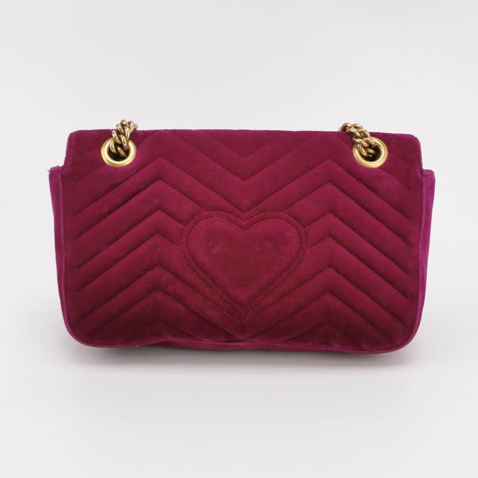 Gucci Marmont Mini Flap Pink Velvet Handbag For Sale at 1stDibs