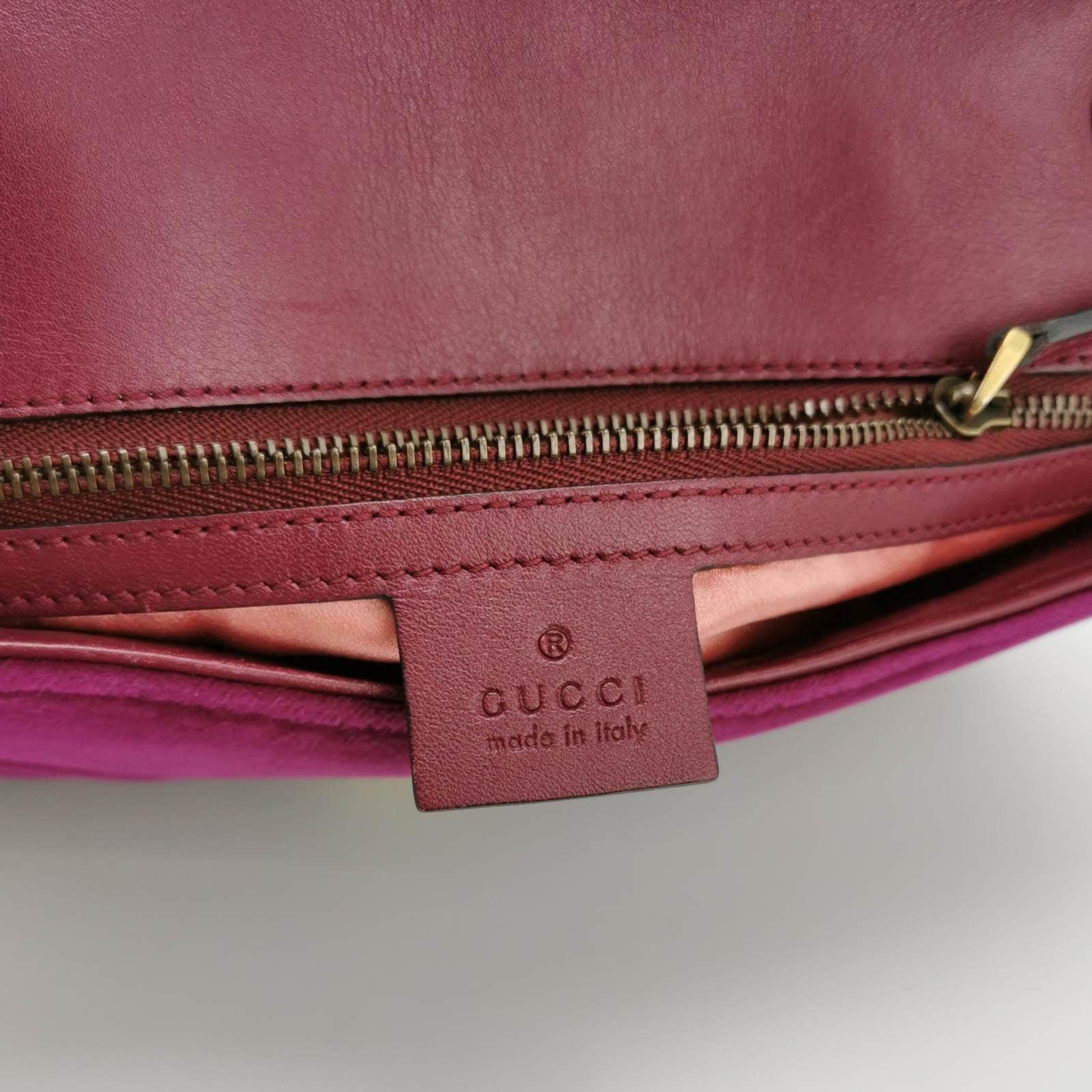 Gucci Marmont Mini Flap Pink Velvet Handbag For Sale 4