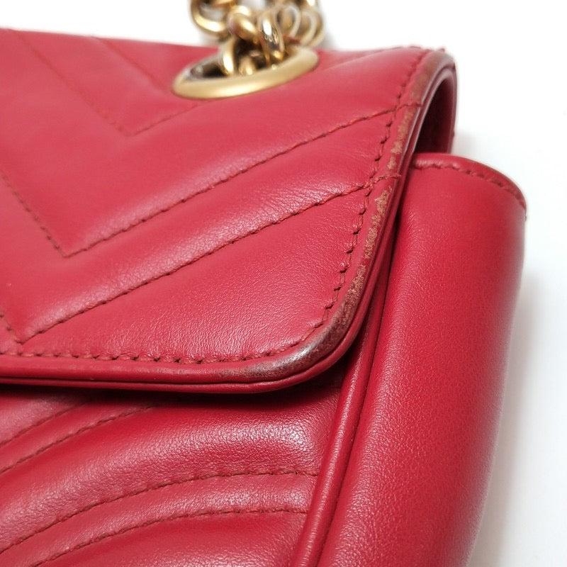 Gucci Marmont Mini Flap Red Leather Handbag For Sale 7