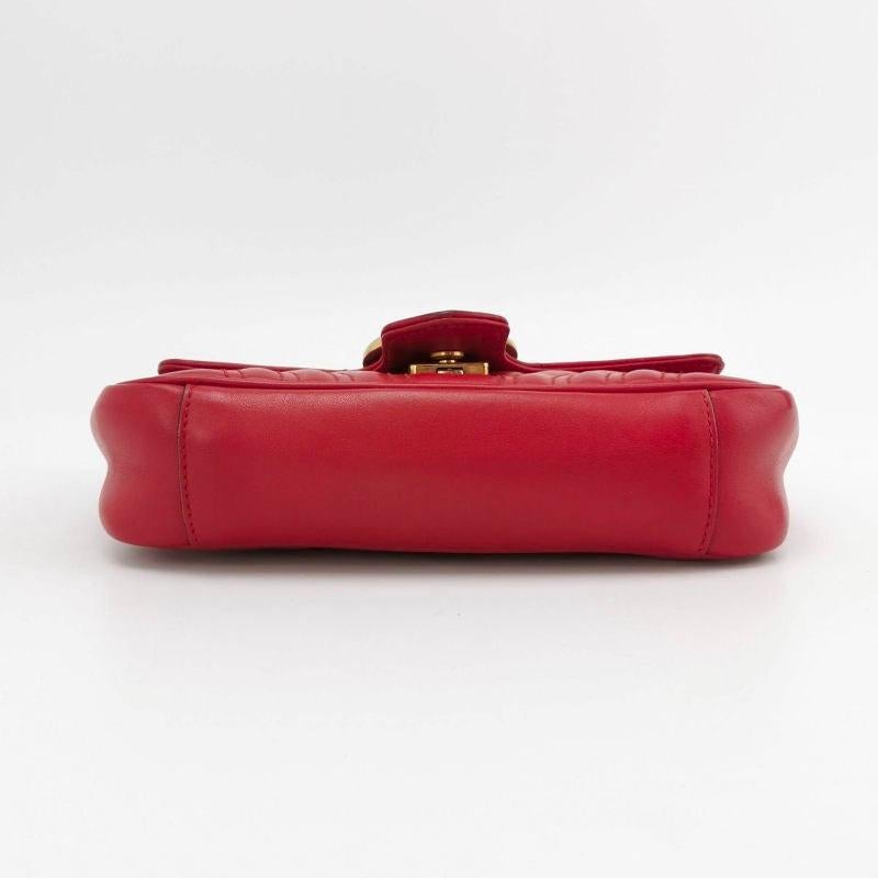 Gucci Marmont Mini Flap Red Leather Handbag For Sale 1