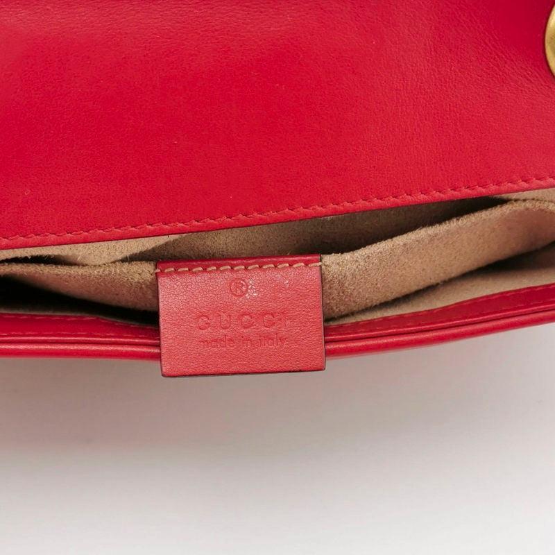 Gucci Marmont Mini Flap Red Leather Handbag For Sale 3