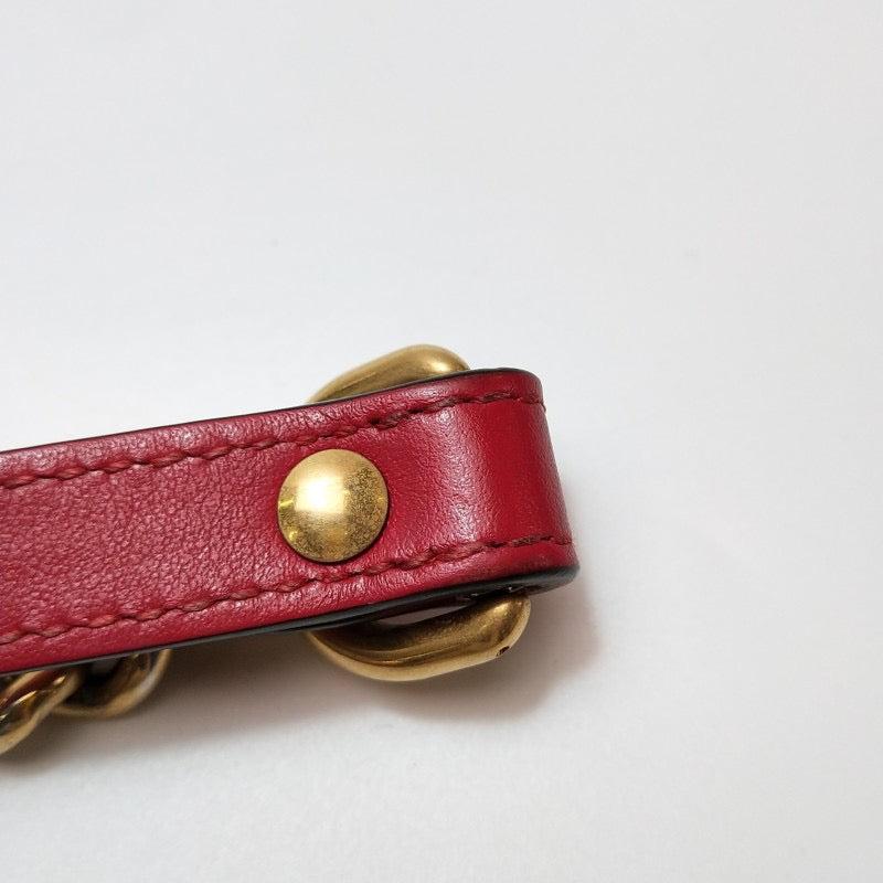 Gucci Marmont Mini Flap Red Leather Handbag For Sale 4