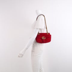 Gucci Marmont Mini Flap Turquoise Red Velvet Handbag