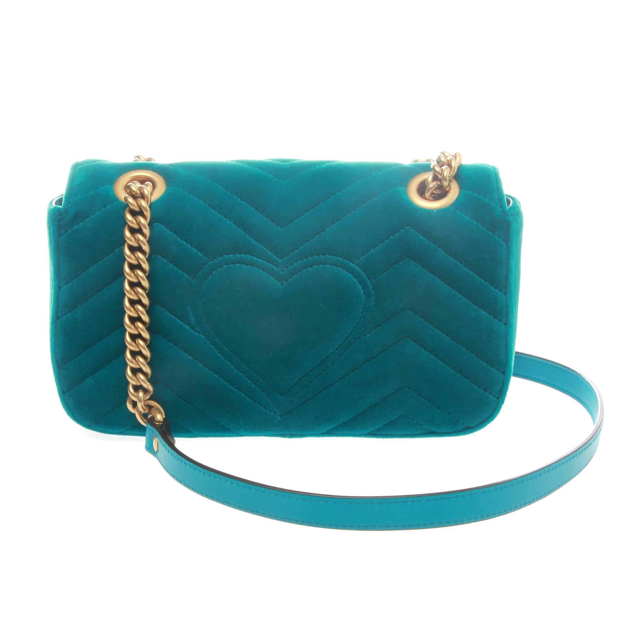 gucci marmont velvet petrol blue