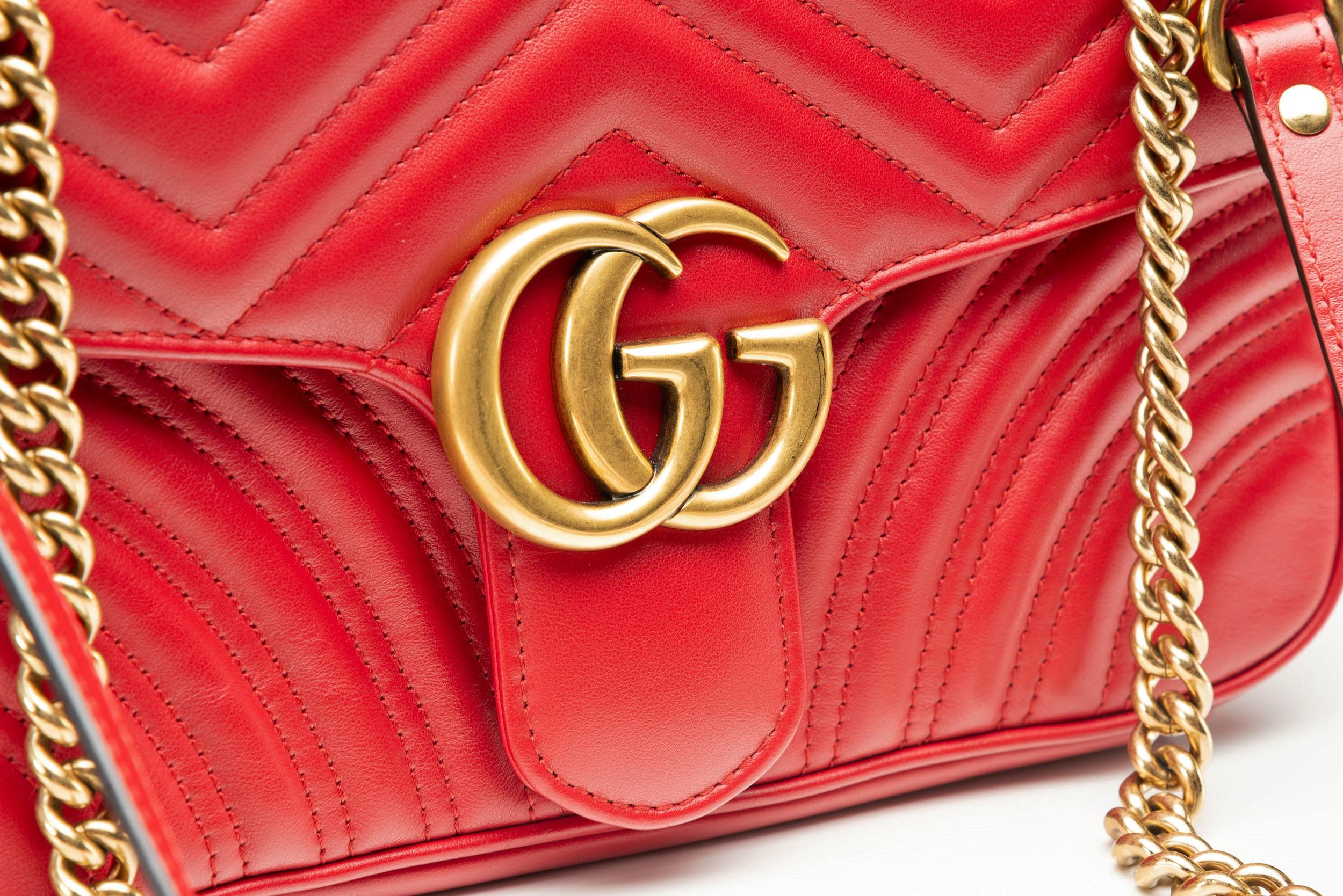 Gucci Marmont Red Leather Bag 3
