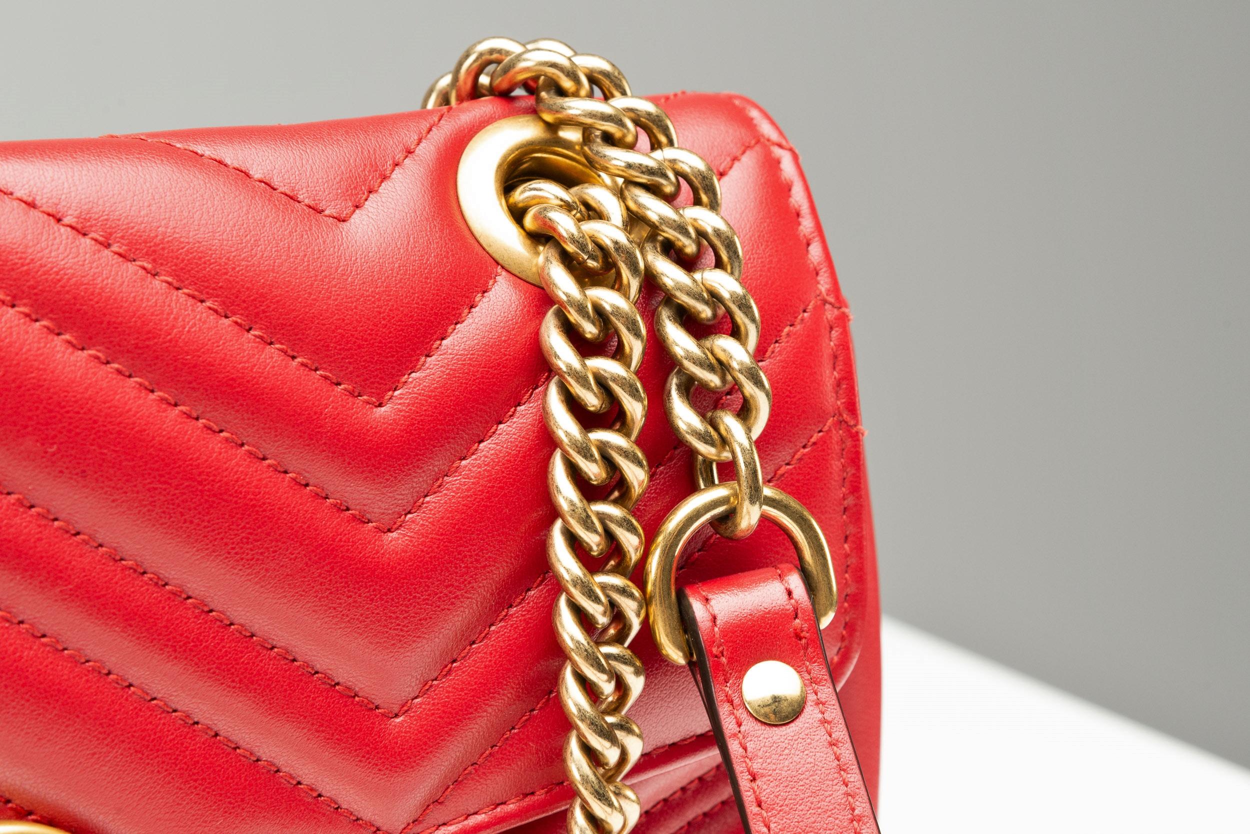 Gucci Marmont Red Leather Bag 4