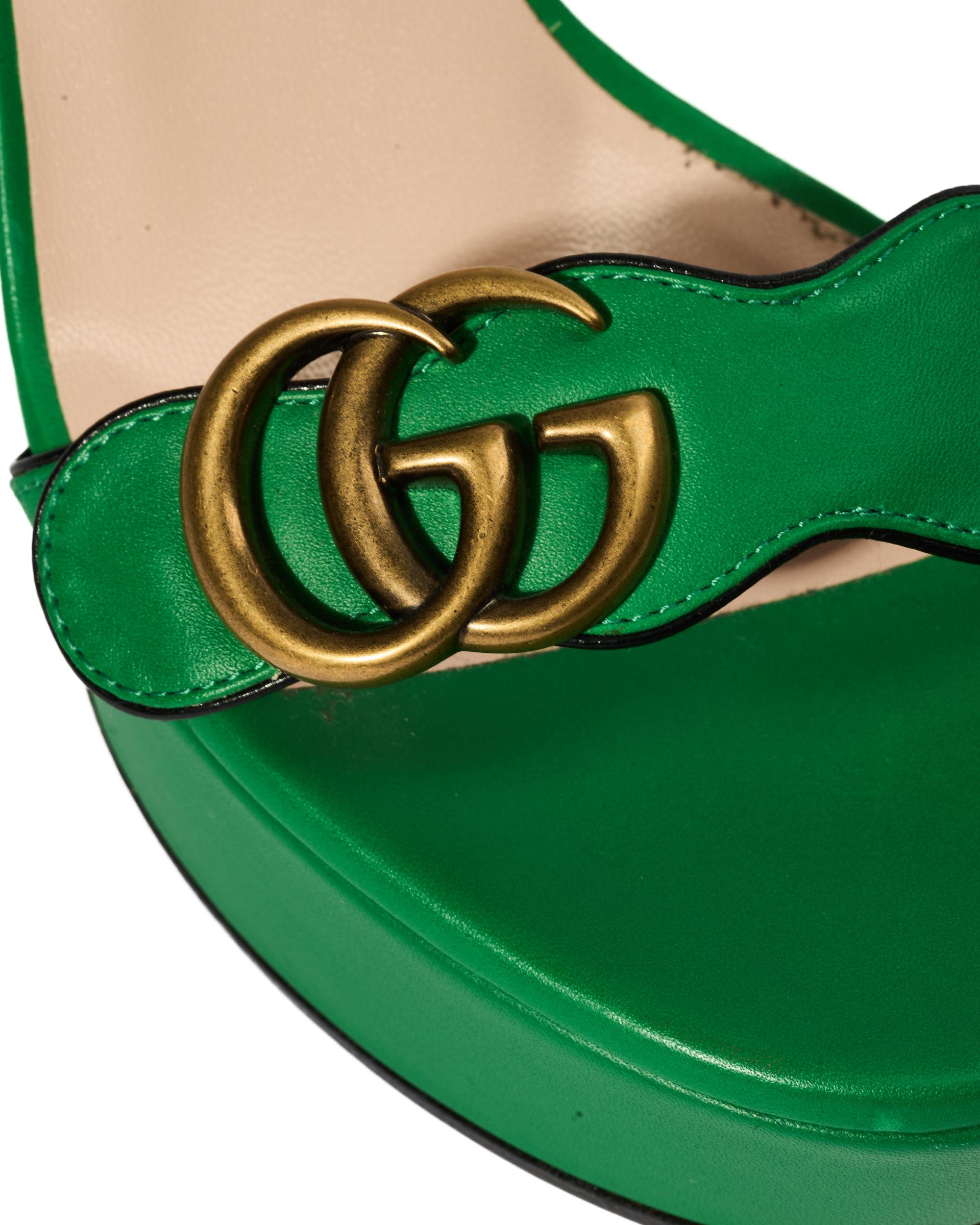 Blue Gucci Marmont Sandali Platform Verdi
