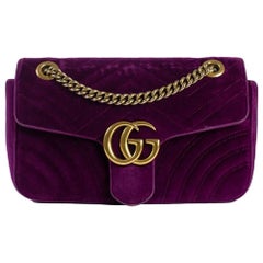 GUCCI Marmont Shoulder bag in Purple Velvet