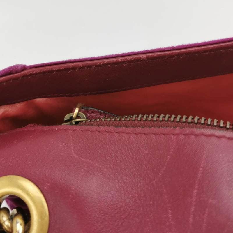 Gucci Marmont Small Flap Pink Velvet Handbag For Sale 10