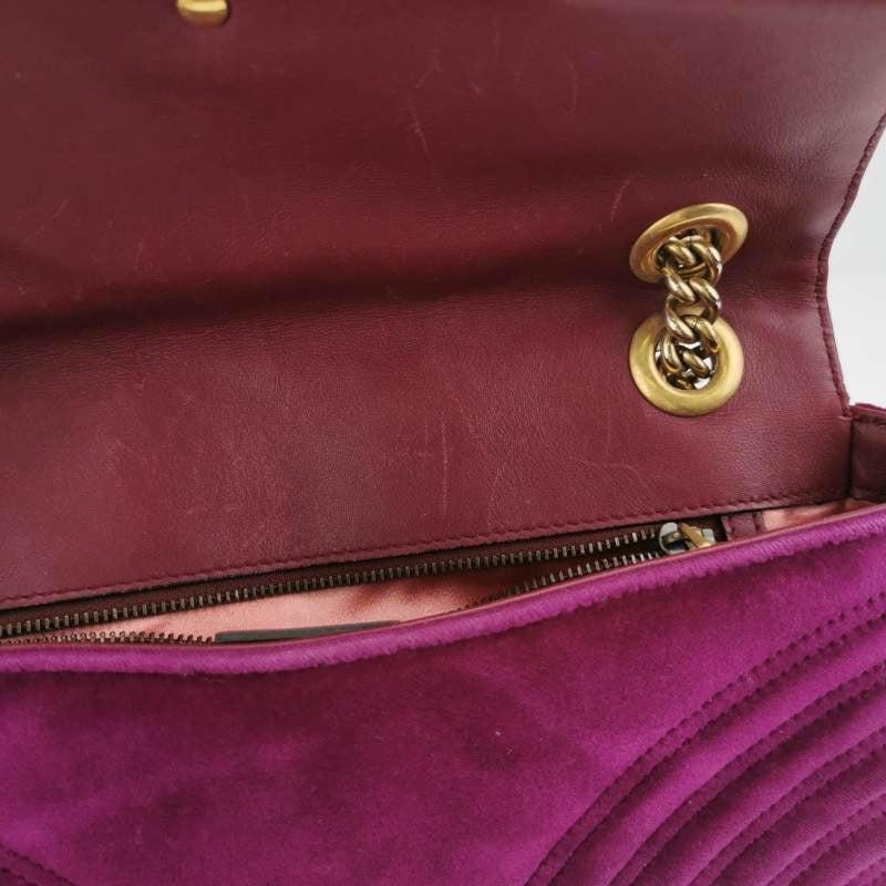 Women's Gucci Marmont Small Flap Pink Velvet Handbag For Sale